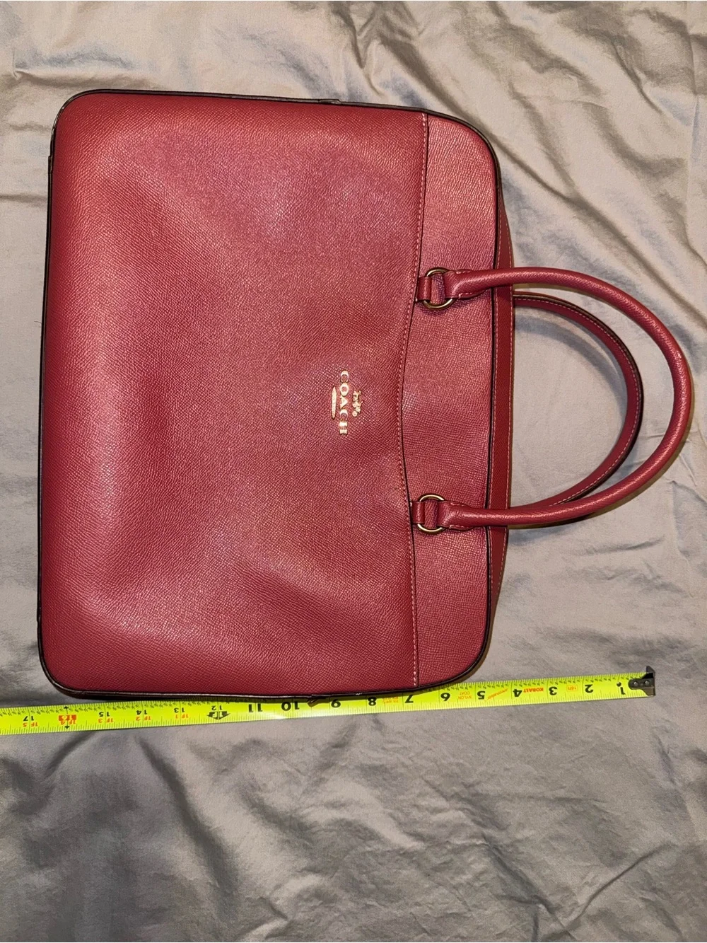 Coach Burgundy Saffiano Leather Structured Tote